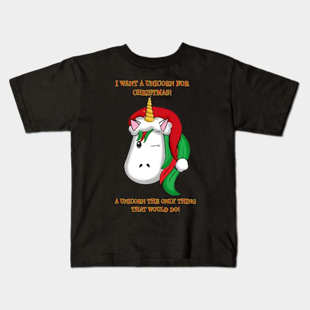 UNICORN SANTA Kids T-Shirt by Art by Eric William.s